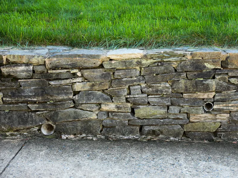 Engineered stone retaining wall on a Marin County hillside property